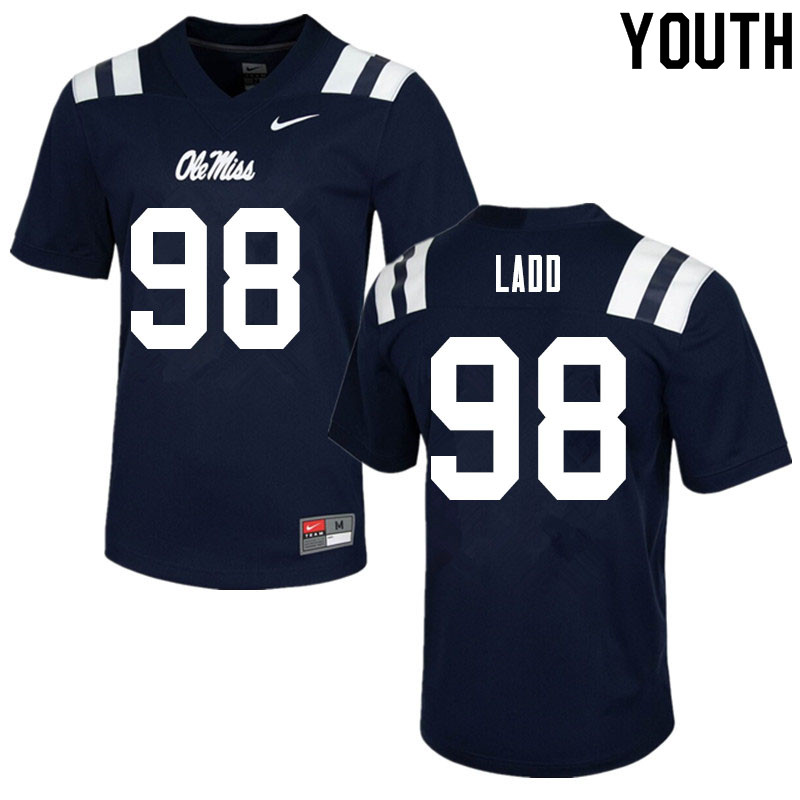 Youth #98 Clayton Ladd Ole Miss Rebels College Football Jerseys Sale-Navy